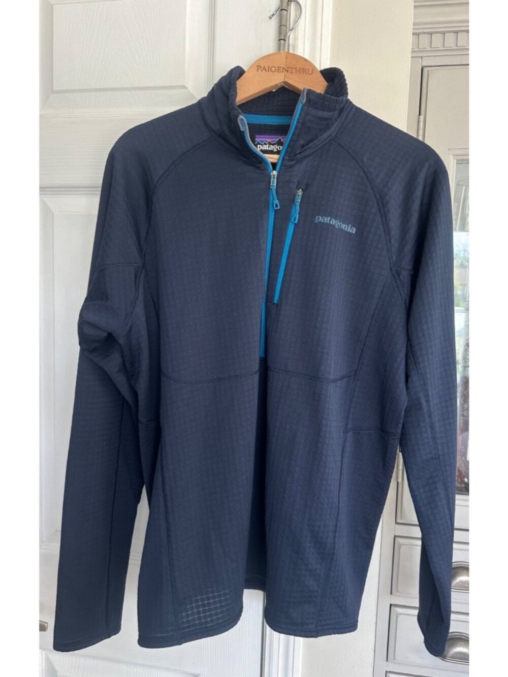 Patagonia Men's LG R1 Navy Waffle Weave  Pullover Gorpcore Layer